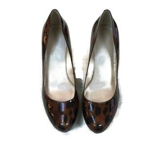 MARC FISHER Sidney Brown Animal Print Platform Pumps heels